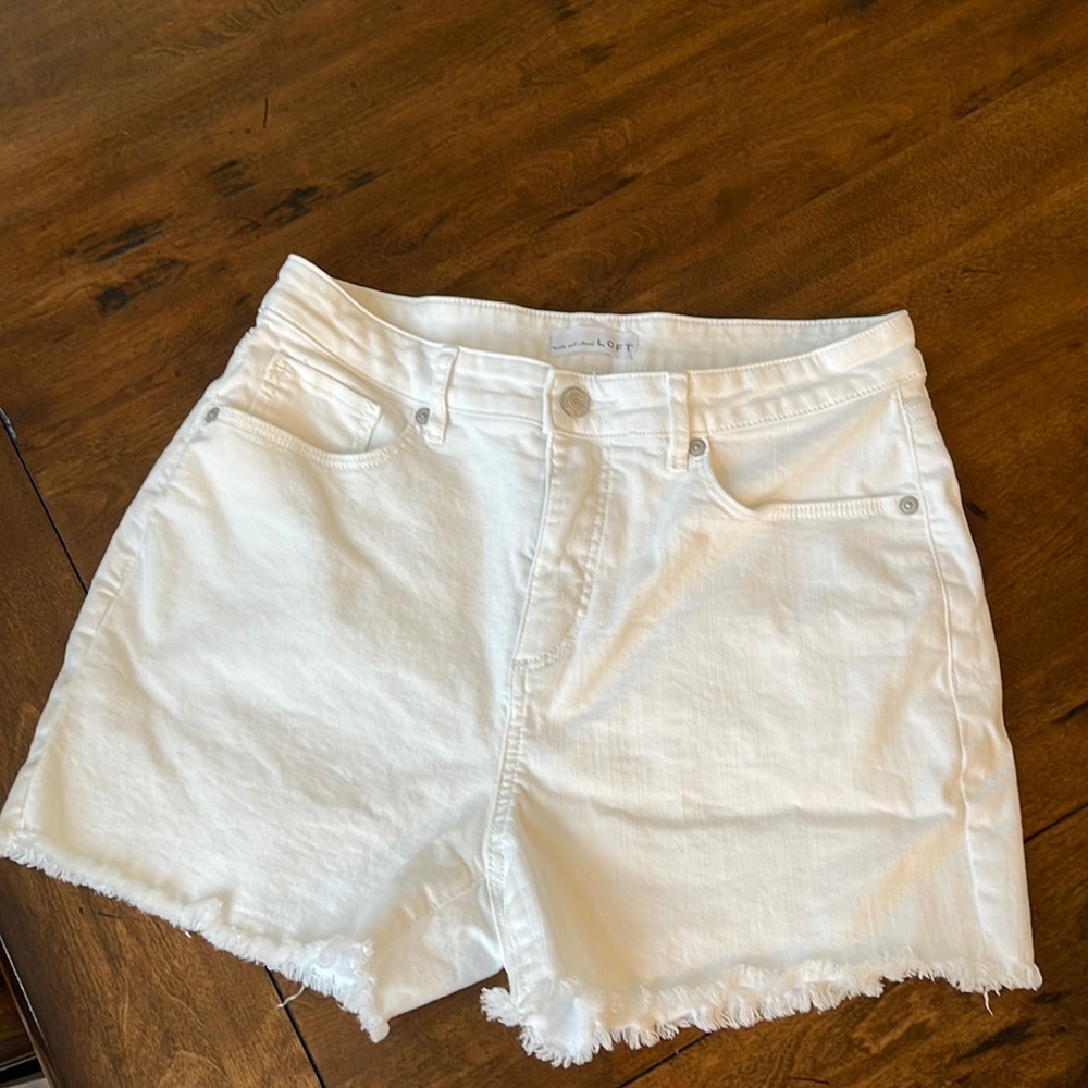 Loft white denim shorts